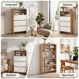 Narrow White Pine Shoe Cabinet Adjustable Shelves Flip Up Door Space Saving Entryway Storage Organizer