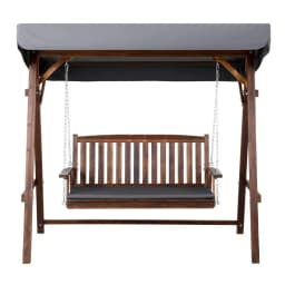 Wooden Swing Chair Garden Bench Canopy 3 Seater Outdoor Patio Furniture Hanging Porch Seat with Cushions Relaxation Rocking Chair for Garden Yard Balcony Terrace