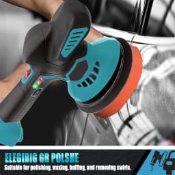 Cordless Car Polisher Compatible with Makita 18V Battery, Buffer Orbital Polishing Machine 6‑Speed Adjustable Electric Polisher with 2Pcs 3000mAh Batteries Polishing Pads Sanding Discs Gloves for Car Detailing Waxing Renovation