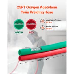 VEVOR Oxygen Acetylene Hose Oxy Acetylene Hose w/ LH/RH B Fittings R Grade Welding Torch Twin Hose w/ 300PSI Working Pressure
