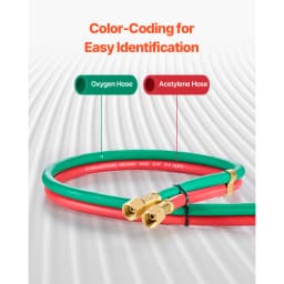 VEVOR Oxygen Acetylene Hose Oxy Acetylene Hose w/ LH/RH B Fittings R Grade Welding Torch Twin Hose w/ 300PSI Working Pressure