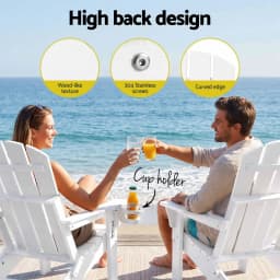 Folding Sun Lounger Adirondack Style Outdoor Lounge Chair HDPE Recliner with Footrest White