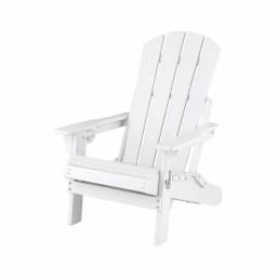 Folding Sun Lounger Adirondack Style Outdoor Lounge Chair HDPE Recliner with Footrest White