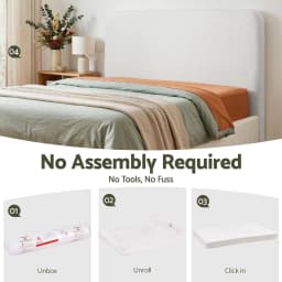 Queen Size Boucle Fabric Headboard Soft for bed Backrest Removable Washable Cover Vacuum Compressed No Assembly 172cm Wide
