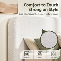 Queen Size Boucle Fabric Headboard Soft for bed Backrest Removable Washable Cover Vacuum Compressed No Assembly 172cm Wide