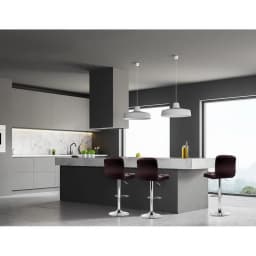 2x Brown Leather Gas Lift Bar Stools Modern Adjustable Kitchen Counter Chairs