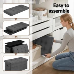 Foldable Storage Ottoman Foot Stool Rest Seat for Living Room Bedroom Entryway Heavy Duty Space Saving Home Organizer Bench