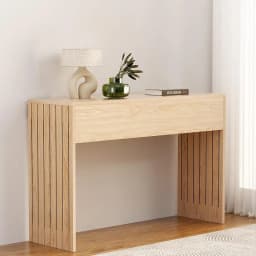 Fluted Pine Console Table 120CM Narrow Hallway Entryway Storage Table Modern Minimalist Wooden Accent Table