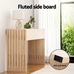 Fluted Pine Console Table 120CM Narrow Hallway Entryway Storage Table Modern Minimalist Wooden Accent Table