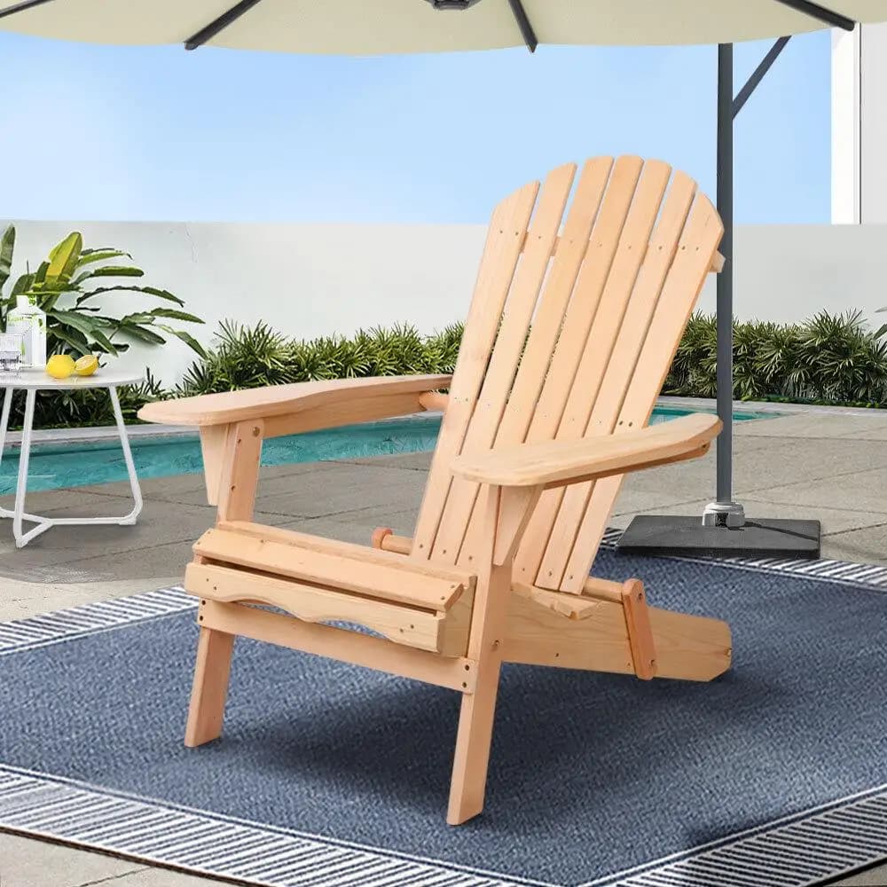 Adirondack Wooden Outdoor Chair Beach Patio Garden Furniture Natural Finish