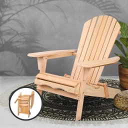 Adirondack Wooden Outdoor Chair Beach Patio Garden Furniture Natural Finish