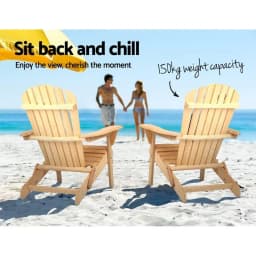 Adirondack Wooden Outdoor Chair Beach Patio Garden Furniture Natural Finish