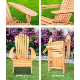 Adirondack Wooden Outdoor Chair Beach Patio Garden Furniture Natural Finish