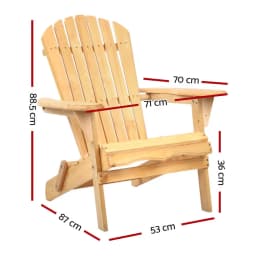 Adirondack Wooden Outdoor Chair Beach Patio Garden Furniture Natural Finish