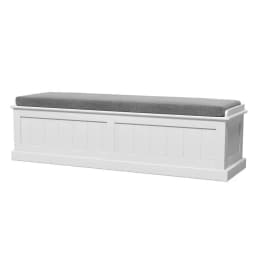 140cm Fluted Grey Storage Ottoman Blanket Box Upholstered Bedroom Bench With Hinged Lid