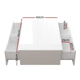 White Rectangular Coffee Table with 4 Storage Drawers Modern Living Room Center Table for Home Office Use
