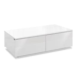 White Rectangular Coffee Table with 4 Storage Drawers Modern Living Room Center Table for Home Office Use