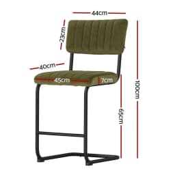 2 Pack Velvet Green Bar Stools Upholstered Counter Height Chairs Modern Kitchen Island Seating with Backrest and Footrest