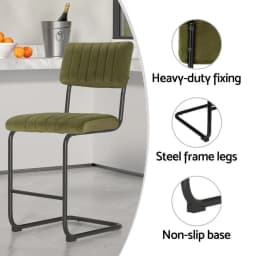 2 Pack Velvet Green Bar Stools Upholstered Counter Height Chairs Modern Kitchen Island Seating with Backrest and Footrest