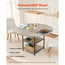SucceBuy Round Dining Table 47 inch Wood Table for 2-4 Person Modern Circle Dinner Furniture for Home Kitchen Living Room