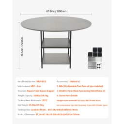 SucceBuy Round Dining Table 47 inch Wood Table for 2-4 Person Modern Circle Dinner Furniture for Home Kitchen Living Room