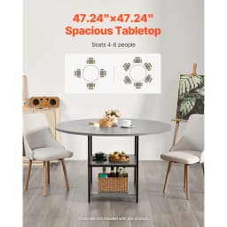 SucceBuy Round Dining Table 47 inch Wood Table for 2-4 Person Modern Circle Dinner Furniture for Home Kitchen Living Room