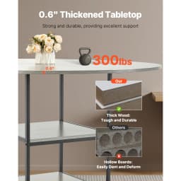 SucceBuy Round Dining Table 47 inch Wood Table for 2-4 Person Modern Circle Dinner Furniture for Home Kitchen Living Room