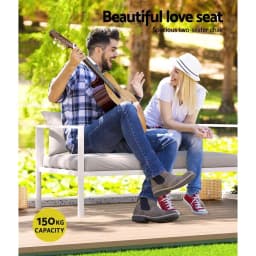 4 Seater Outdoor Sofa Set Aluminium Lounge Furniture Garden Patio Conversation Set with Cushions