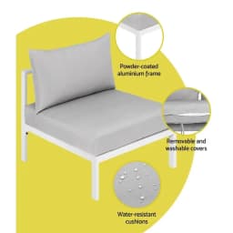 4 Seater Outdoor Sofa Set Aluminium Lounge Furniture Garden Patio Conversation Set with Cushions