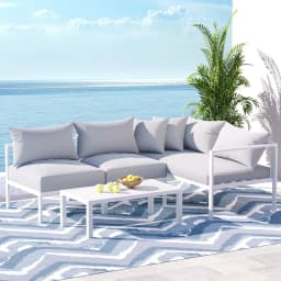 4 Seater Outdoor Sofa Set Aluminium Lounge Furniture Garden Patio Conversation Set with Cushions