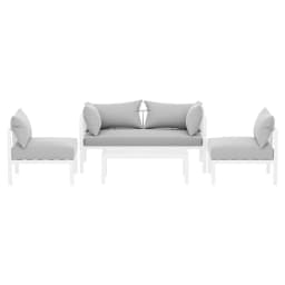 4 Seater Outdoor Sofa Set Aluminium Lounge Furniture Garden Patio Conversation Set with Cushions