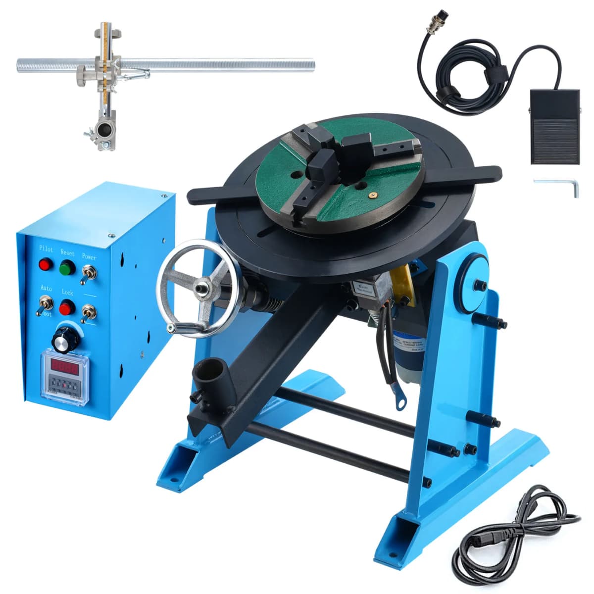 SucceBuy Welding Positioner Rotary Welding Positioning Turntable Table with 3Jaw Lathe Chuck Welding Torch Stand Holder Cutting