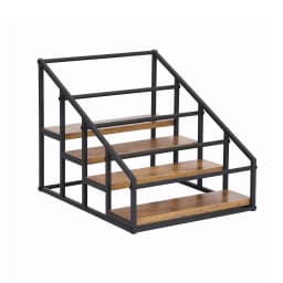 4 Tier Freestanding Wine Rack Tabletop Countertop Bottle Holder for 16 Bottles Black Wood Rack