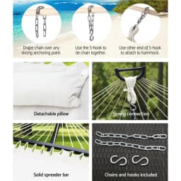 2 Person Portable Outdoor Camping Hammock Bed Hanging Chair with Pillow