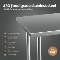 Stainless Steel Kitchen Work Bench with Wheels 91x61cm Heavy Duty Utility Table for Home and Commercial Use
