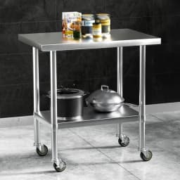 Stainless Steel Kitchen Work Bench with Wheels 91x61cm Heavy Duty Utility Table for Home and Commercial Use