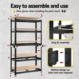 Heavy Duty Garage Shelving 1600x800mm Warehouse Storage Rack Adjustable Steel Black
