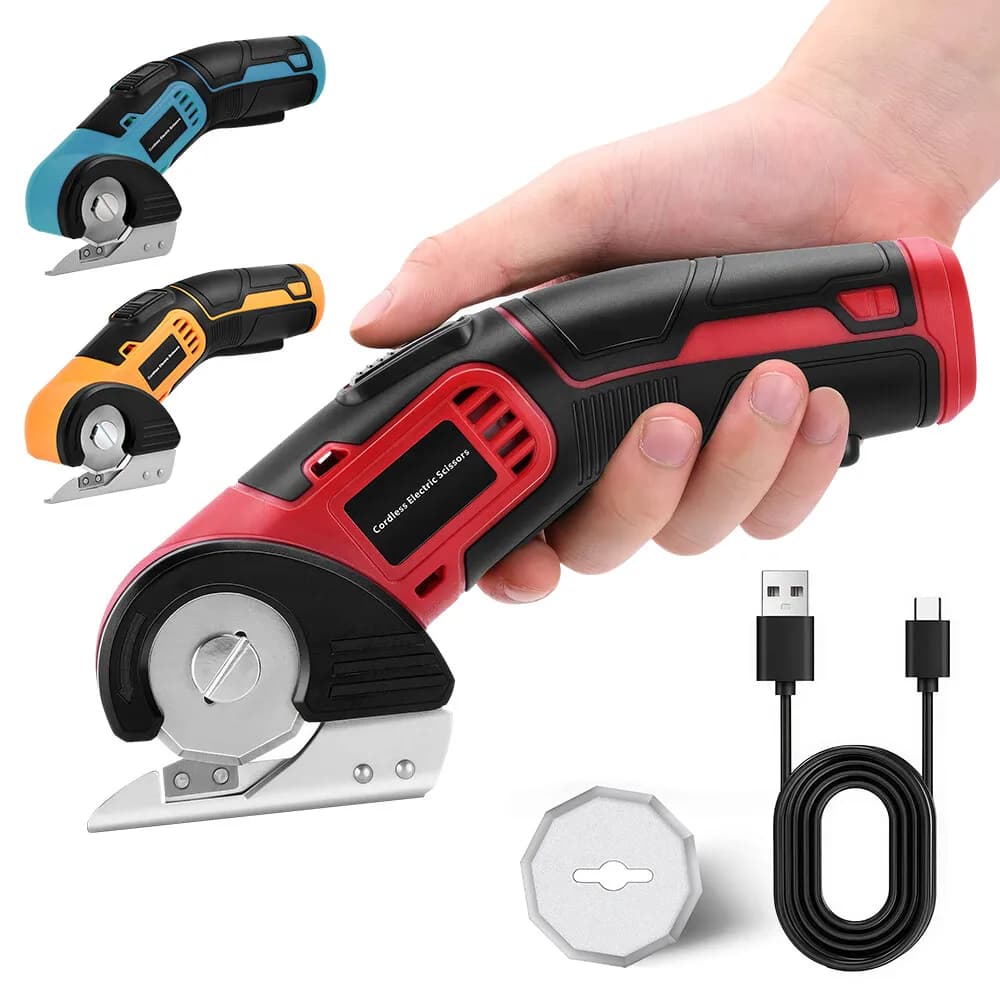 Cordless Electric Scissors Rotary Cutter PVC Leather for Crafts Sewing Cardboard