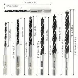 8PCS-3/4/5/6/7/8/9/10mm 1/4Hexagonal Handle Three-Point Positioning Woodworking Drill Bit