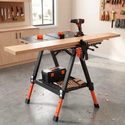 Portable Folding Work Table 454kg Heavy Duty Adjustable Workbench for Garage Workshop Construction Projects