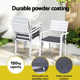 4 Piece Outdoor Dining Chairs Stackable Aluminum Patio Lounge Chairs for Garden Balcony Terrace Furniture