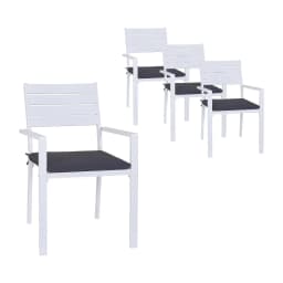 4 Piece Outdoor Dining Chairs Stackable Aluminum Patio Lounge Chairs for Garden Balcony Terrace Furniture