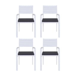 4 Piece Outdoor Dining Chairs Stackable Aluminum Patio Lounge Chairs for Garden Balcony Terrace Furniture
