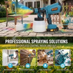 Jemi Tool Brushless Electric Spray Gun, 21V Lithium Battery Portable Home Paint Sprayer, 1/2 Battery and Quick Charger, 1000ml Paint Container, Suitable for Home Decoration, Furniture Refurbishment and Handicraft Painting.