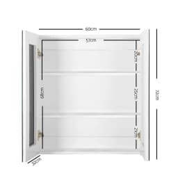 Bathroom Mirror Cabinet 600x720mm White Wall Mounted Storage Cabinet for Bathroom Vanity Organizer with Mirror Door