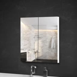 Bathroom Mirror Cabinet 600x720mm White Wall Mounted Storage Cabinet for Bathroom Vanity Organizer with Mirror Door
