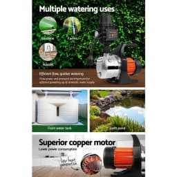 Garden Water Pump 800W High Pressure Electric Booster Pump for Rain Tank Farm Irrigation House Black