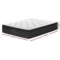 34cm Euro Top Queen Mattress Plush Comfort Support Breathable Pocket Spring Bed Mattress for Home Bedroom Sleeping Comfort