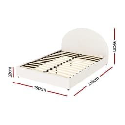 Queen Boucle Fabric Gas Lift Storage Bed Frame Platform Base ELLA Style