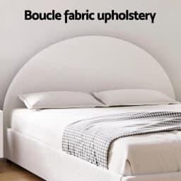Queen Boucle Fabric Gas Lift Storage Bed Frame Platform Base ELLA Style